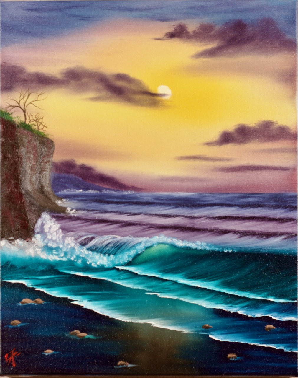 Turquoise Wave at Sunset